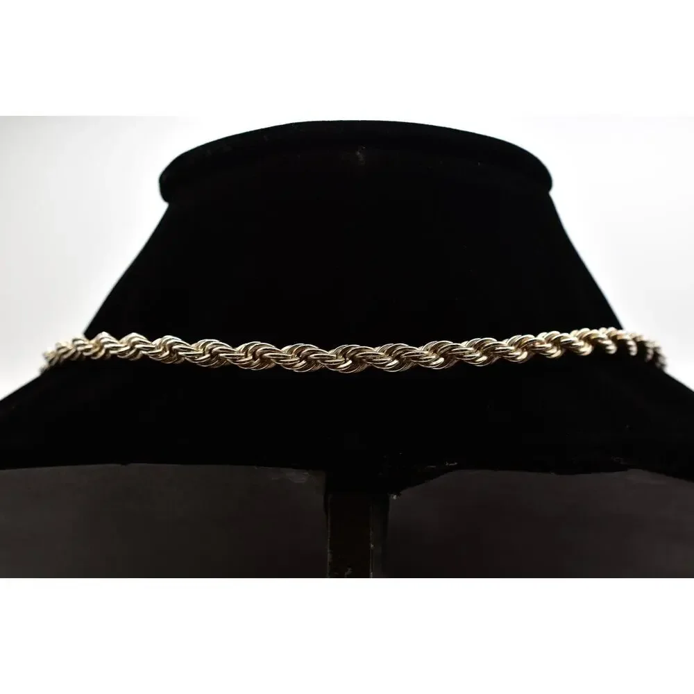 Vintage Tassel Chain Knot Necklace Chunky Metallic Rope Fringe Crystal 80s BinBD